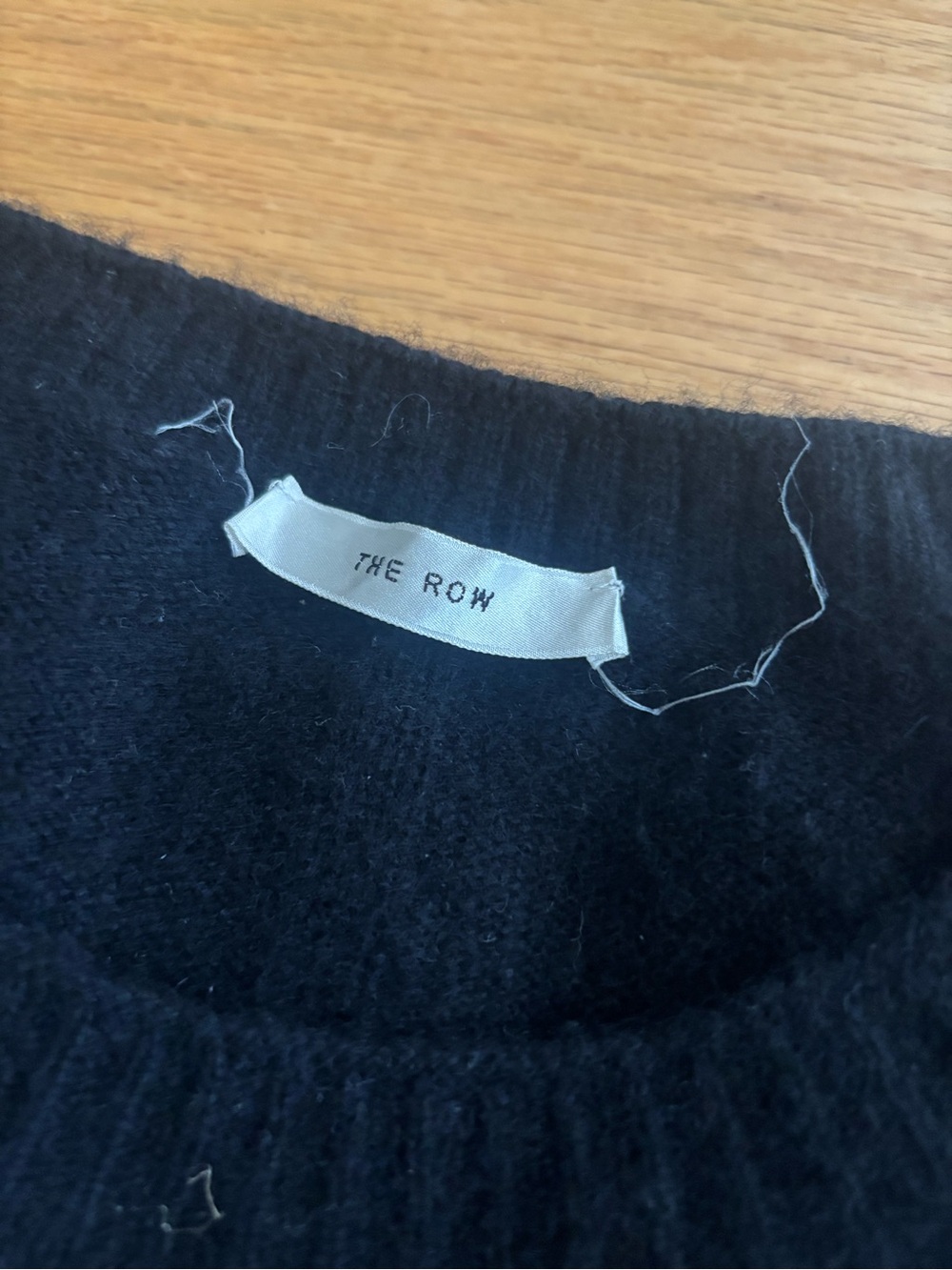 The Row Black Wool Cashmere Crewneck Sweater